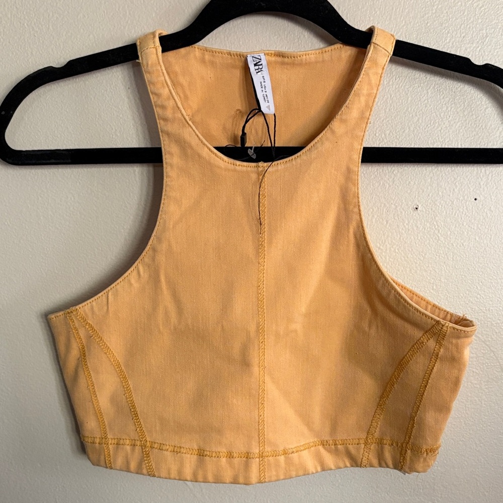 Zara Women's Orange razorback Crop Top size small